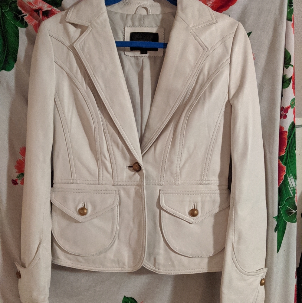 Vero Moda White Leather Jacket Size L